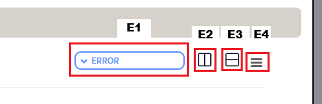 Error message dialog box with layout view toggle buttons E1-E4